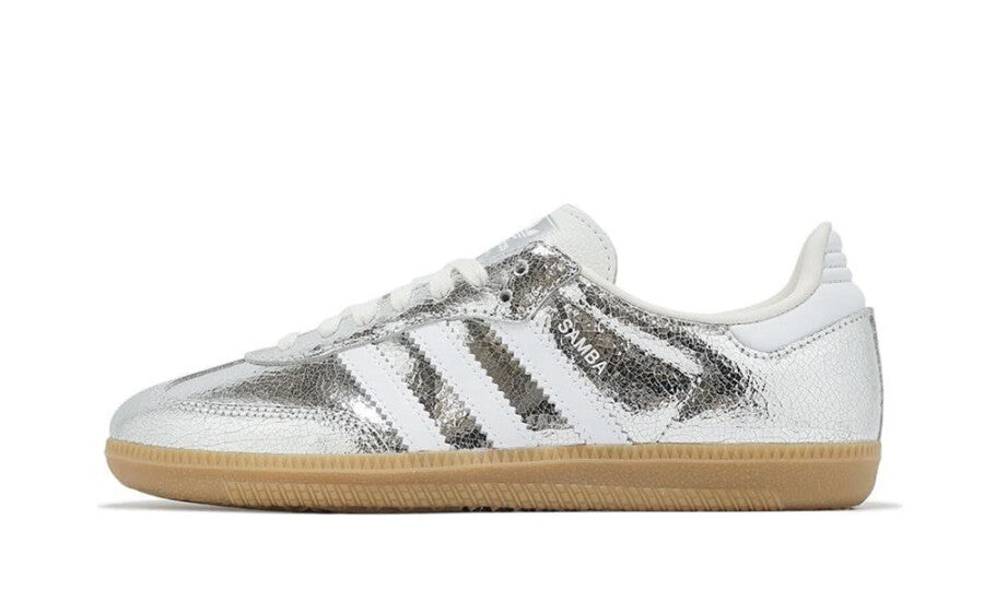 Adidas Samba OG Silver Metallic Cracked Leather